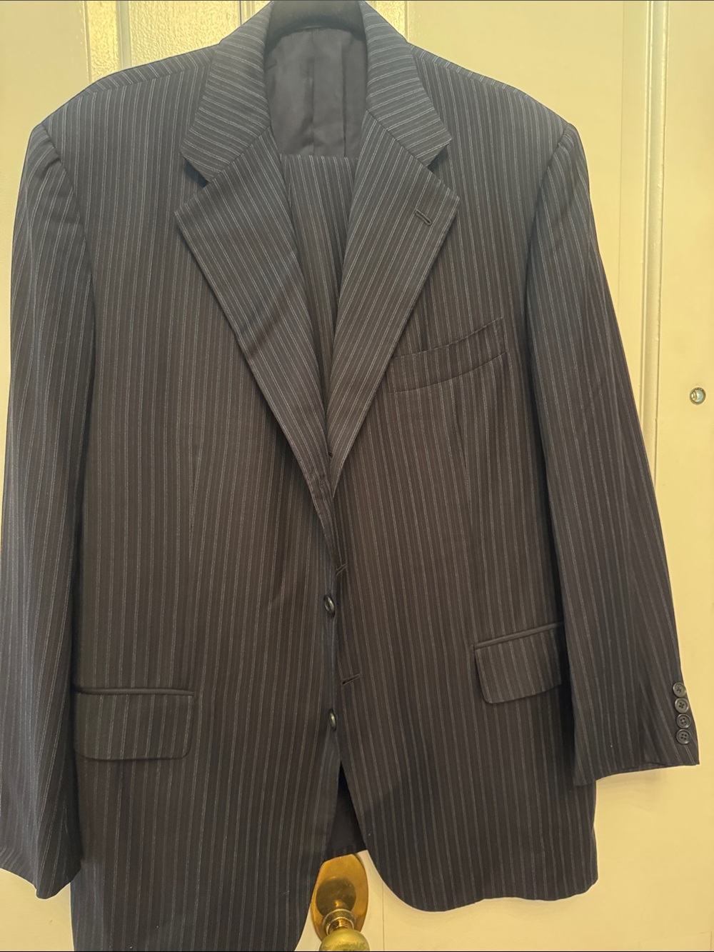 Luciano Barbera Navy Pinstripe Suit Jacket